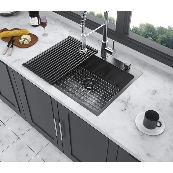 33X22 Drop In Kitchen Sink, 16 Gauge Stainless Steel Single Bowl Sink, Handmade Double Ledges Workstation Sink Deep Large Sink - Undermount Kitchen Sink, Single Sink