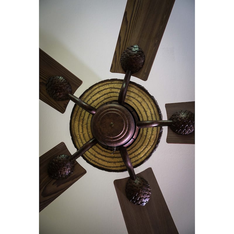 Log Cabin 52-in. Bronze Wood Rustic Ceiling Fan - 52-in W x 14.5-in H x 52-in D