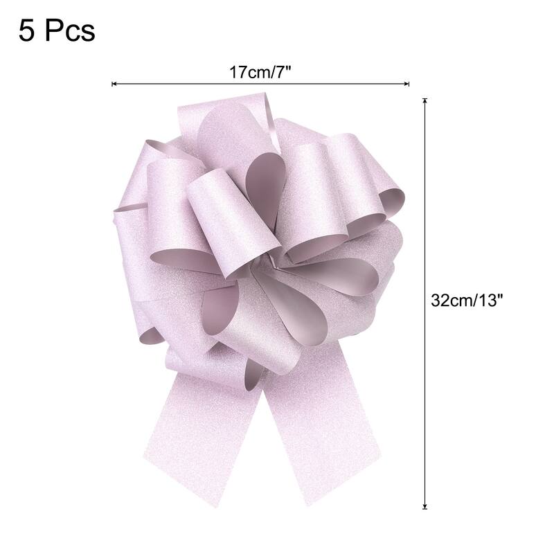 5pcs 7 Inch Large Pull Bow Gift Wrapping Big Pull Bows Ribbon - Pink - 7 Inch