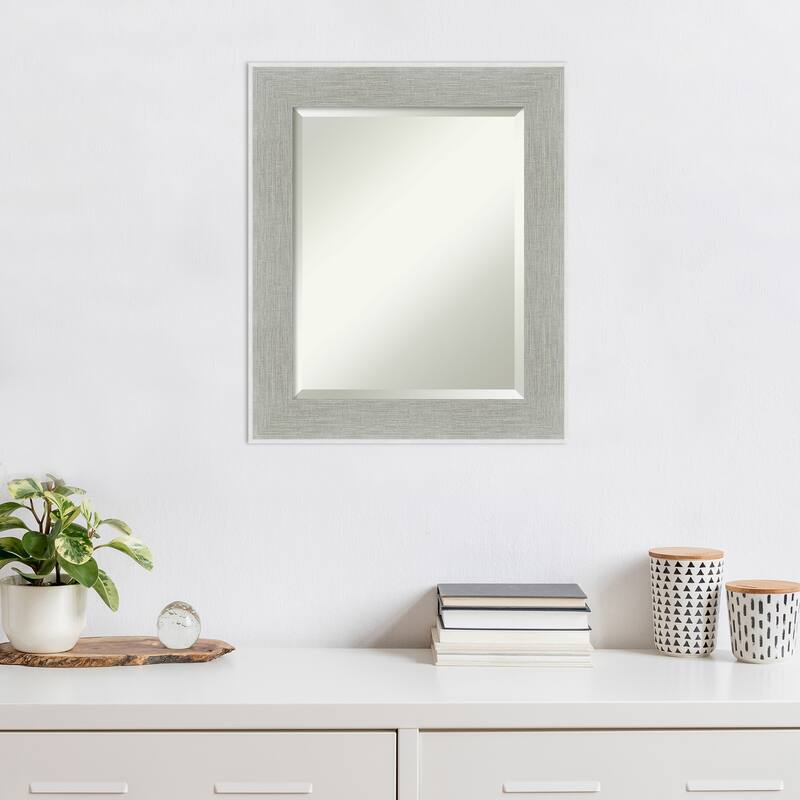 Beveled Wall Mirror - Glam Linen Grey Frame - Glam Linen Grey