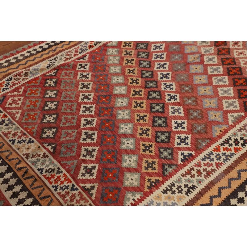 Kilim Qashqai Persian Vintage Rug Flatweave Traditional Wool Carpet - 4'2"x 7'8"