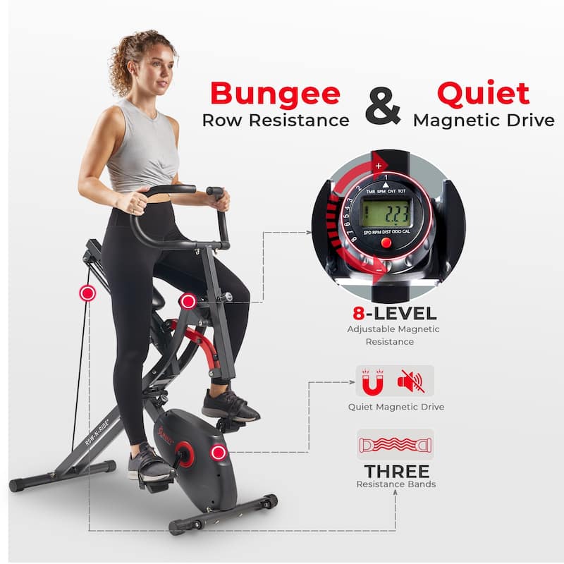 Sunny Health & Fitness Upright Row-N-Ride® Exercise Bike - SF-A022077 - Gray - 45.3*21.9*53.5