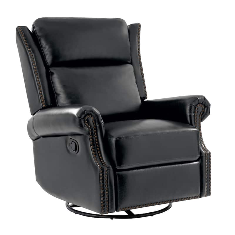 Viviana Traditional Genuine Leather Manual Swivel Glider Recliner by HULALA HOME