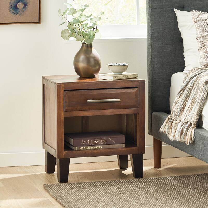 Luna Acacia Wood End Table by Christopher Knight Home - Mahogany