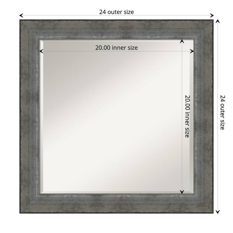 Beveled Wood Bathroom Wall Mirror - Forged Pewter Frame - Forged Pewter