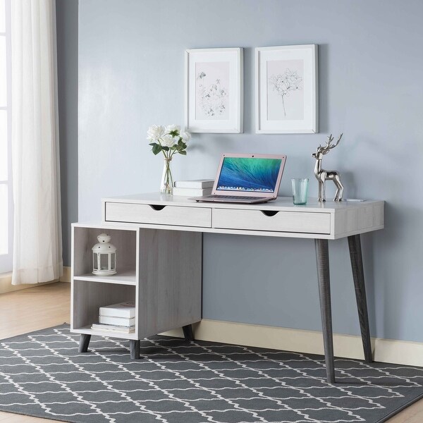 Q Max Modern Computer Desk With One Power Outlet W Two Usb Ports Overstock 32537875