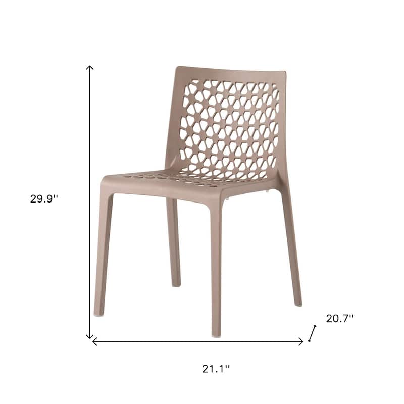 HomeRoots Set of Two Gray Heavy Duty Plastic Outdoor Stacking Dining Chairs