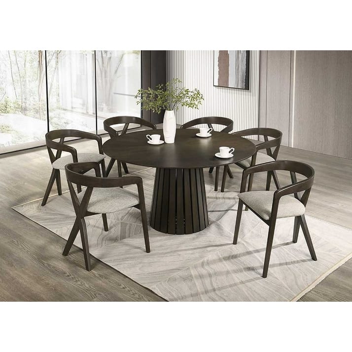 Modrest Weiss Mid-Century Modern Wenge Round Dining Set