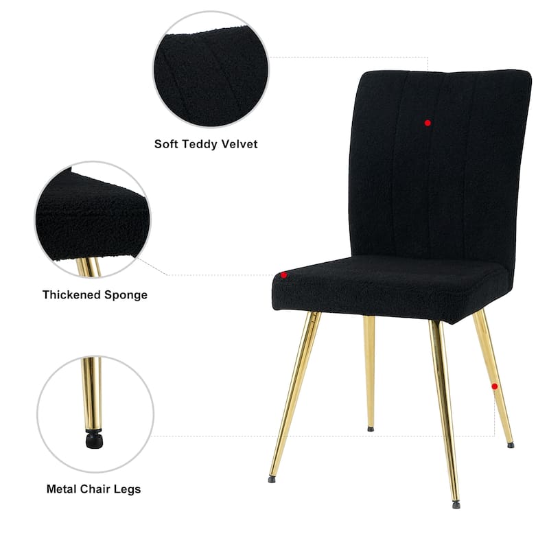 Black Teddy Wool Dining Chairs Set of 4, Upholstered Fabric Side Chair