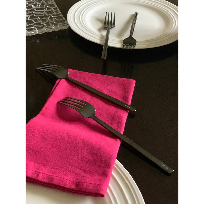 VIBHSA Dinner Forks Set of 6 Pieces (Stainless Steel, Black Glossy)