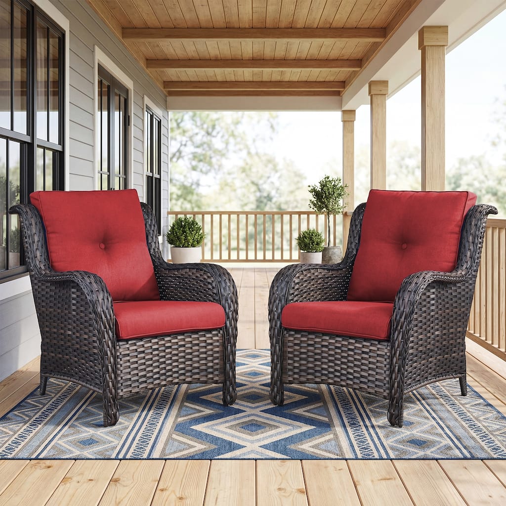Meyreso Wicker Patio Chair with Water-Resistant Olefin Cushions