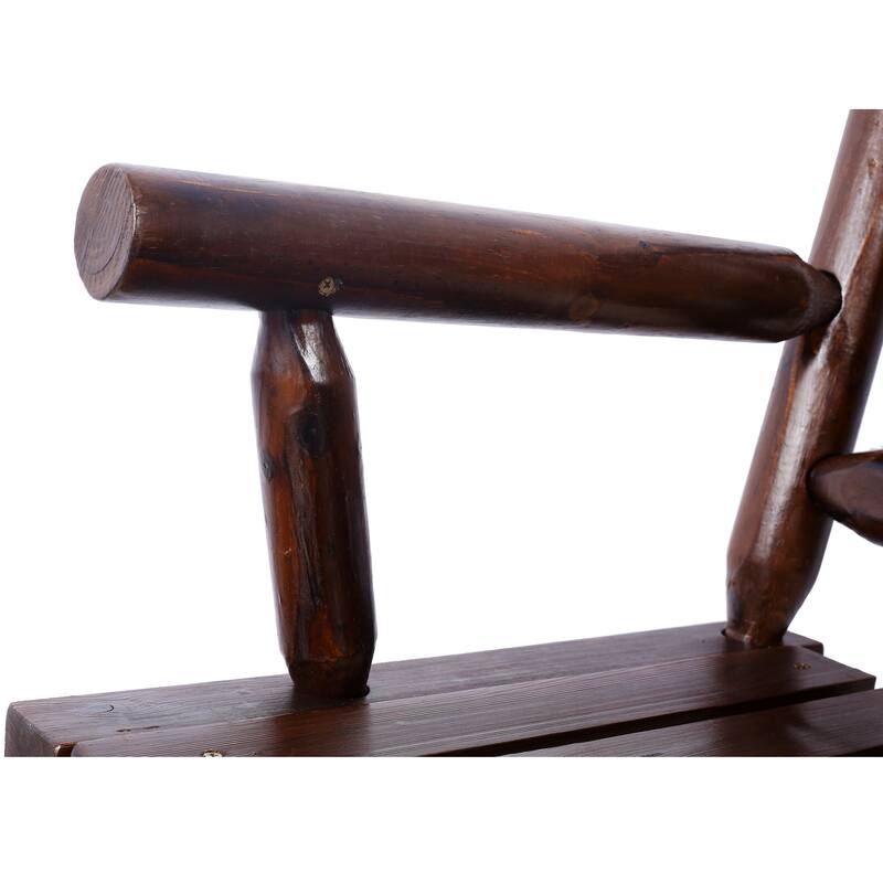 Heavy Duty Wooden Patio Rocking Bench Rustic Farmhouse Double Rocker Chair for Porch Garden and Balcony - Black