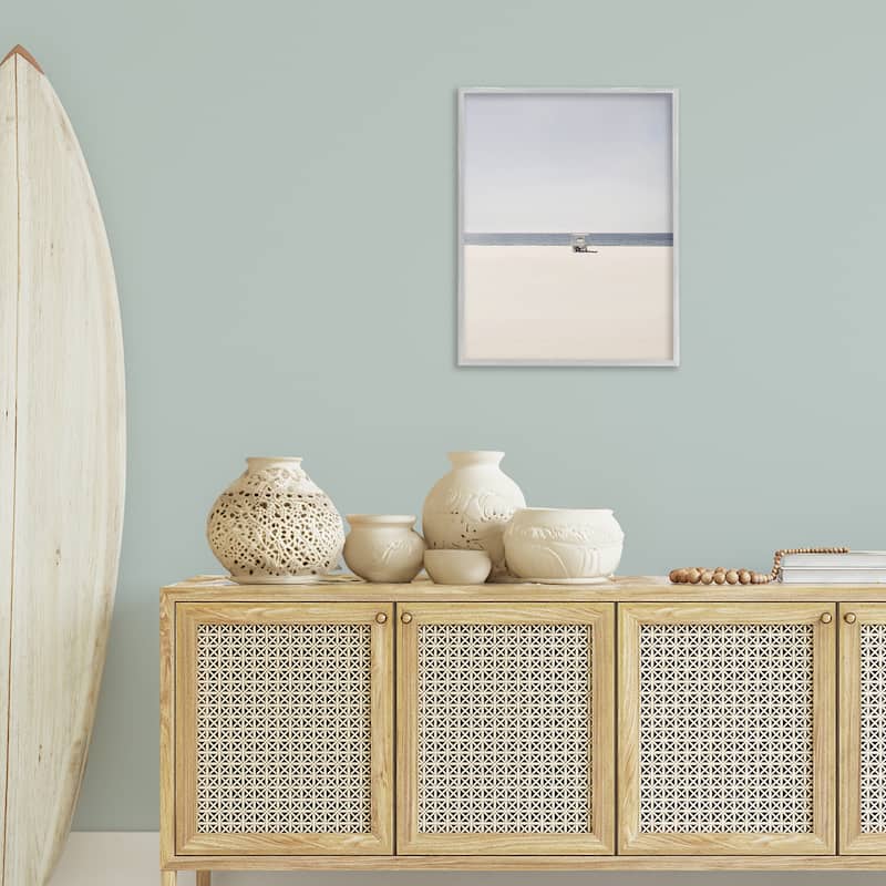 Stupell Distant California Beach Hut Framed Giclee Art Design By Gemma Bardot