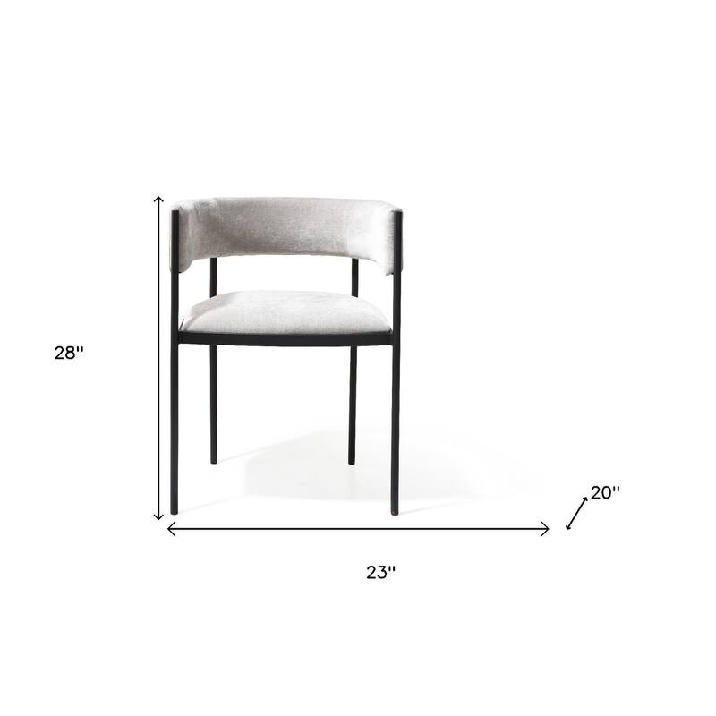 HomeRoots Set of Two Light Gray and Black Fabric and Steel Open Back Dining Arm Chairs - 23.00 in. x 28.00 in. x 20.00 in.