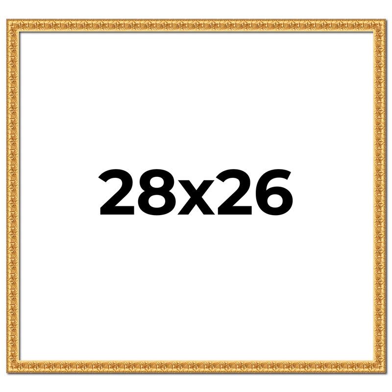 28x26 Frame Gold Real Wood Picture Frame Width 1 inches | Interior