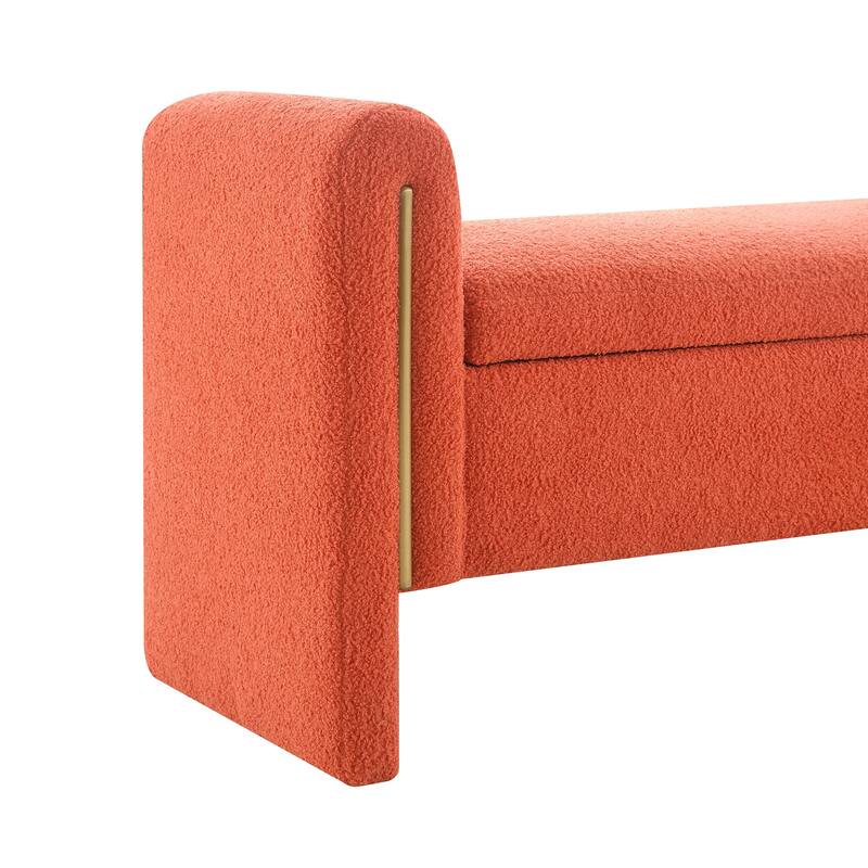 Modern Teddy Upholstered Bed End Bench with Storage and Arms