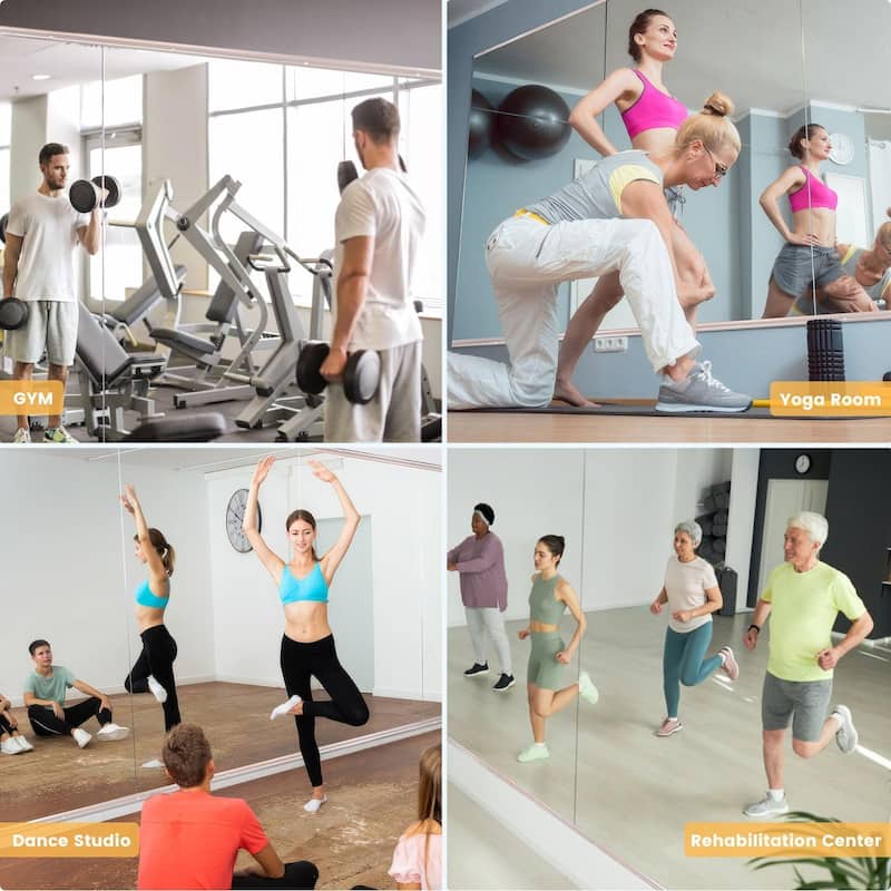 KIOTEE Large Full Length Mirror For Gym, Yoga and Dance Studio