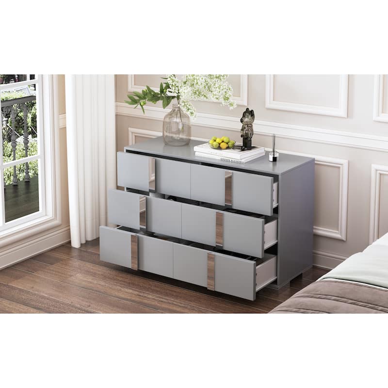 Roomfitters Elegant Mirrored Dresser with 6 Drawers and Metal Handle, Modern Storage Cabinet for Bedroom or Living Room
