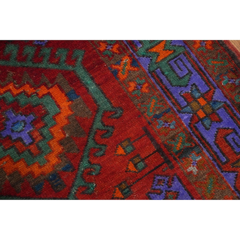 Hand Knotted Oriental 100% Wool Carpet Traditional Tribal Red Ardebil Runner Rug - 10' 6'' X 3' 10''