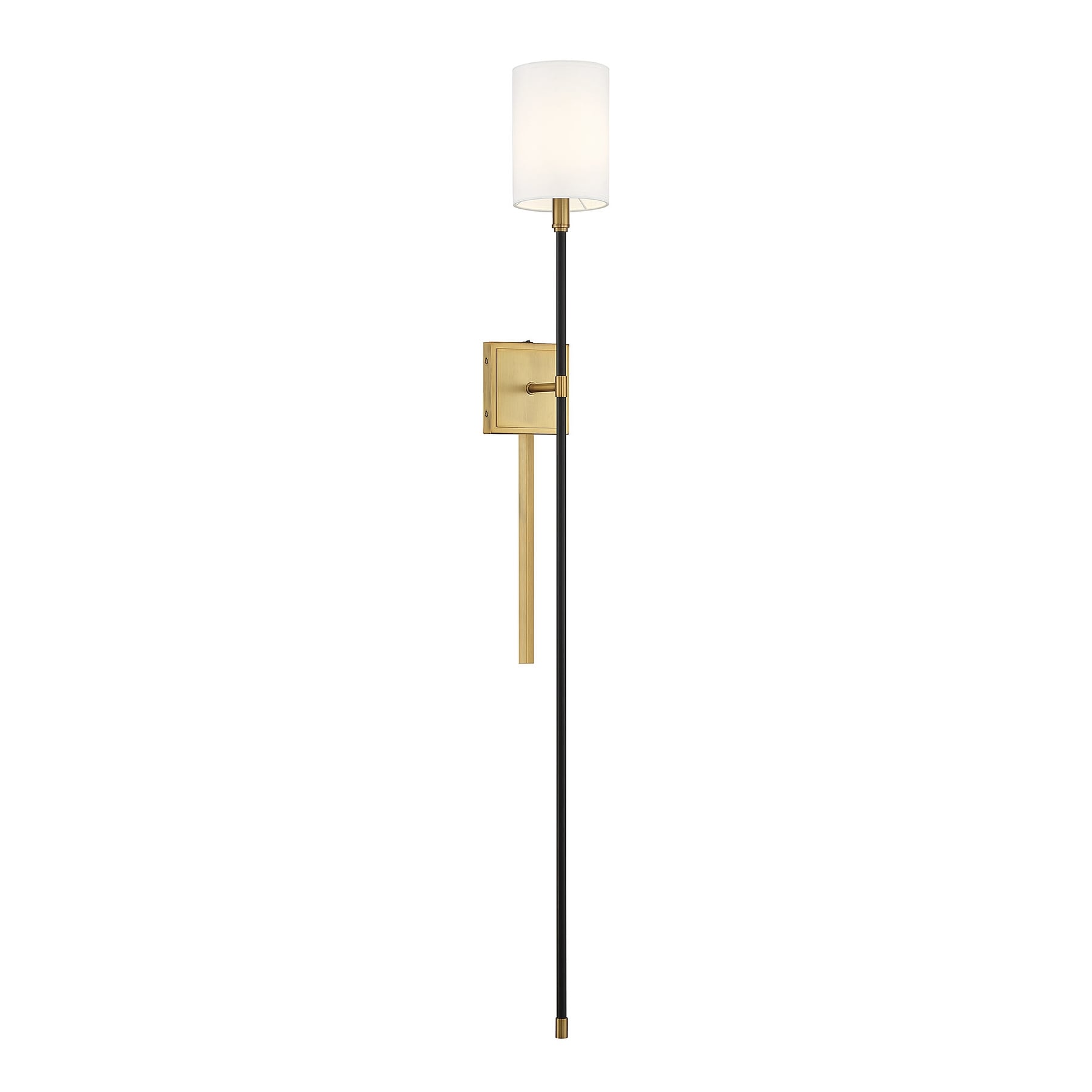 Meridian M90069 49" Tall Hardwired or Plug-In Wall Sconce - Black / Natural Brass