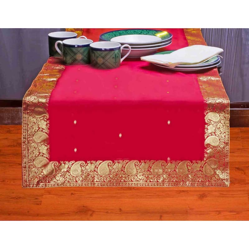 Fire Brick-Hand Crafted Table Runner (India) - 18 X 108 Inches