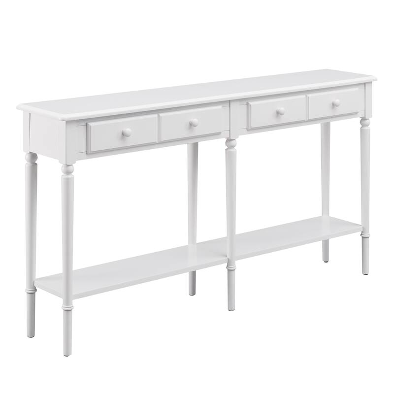 Leick Home Coastal Two Drawer Double Hall Console Sofa Table with Shelf