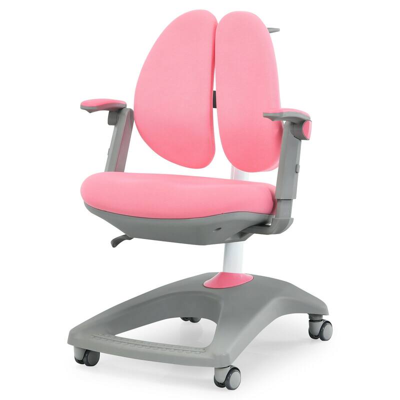 Gymax Kids Desk Study Chair Adjustable Height Depth w/ Sit-Brake - See Details - Pink