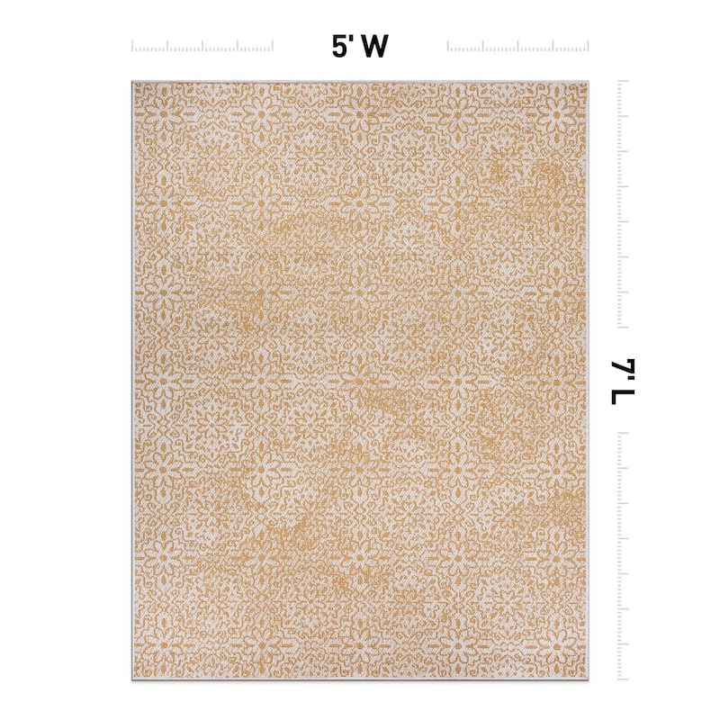 World Rug Gallery Contemporary Flowers Indoor/Outdoor Area Rug