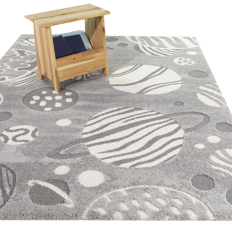 Castoldi Kids Space Planets Area Rug - 4'4" x 6' - Grey