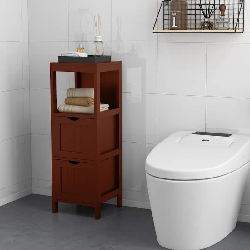 Costway Bathroom Floor Cabinet Freestanding Side Storage Organizer - See Details