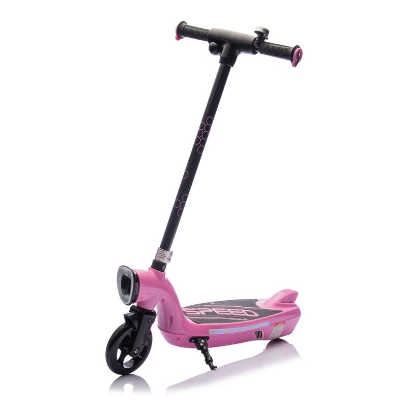 Kids Ride On Electric Scooter With Kickstand,Scooter Bell,Wider Pedal,Non-Slip Handle,Colorful LED Lights,For Kids 6+.