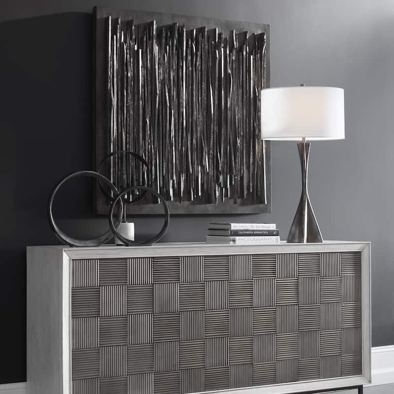 Wooden Square Wall Decor - 40" - Fossil Gray