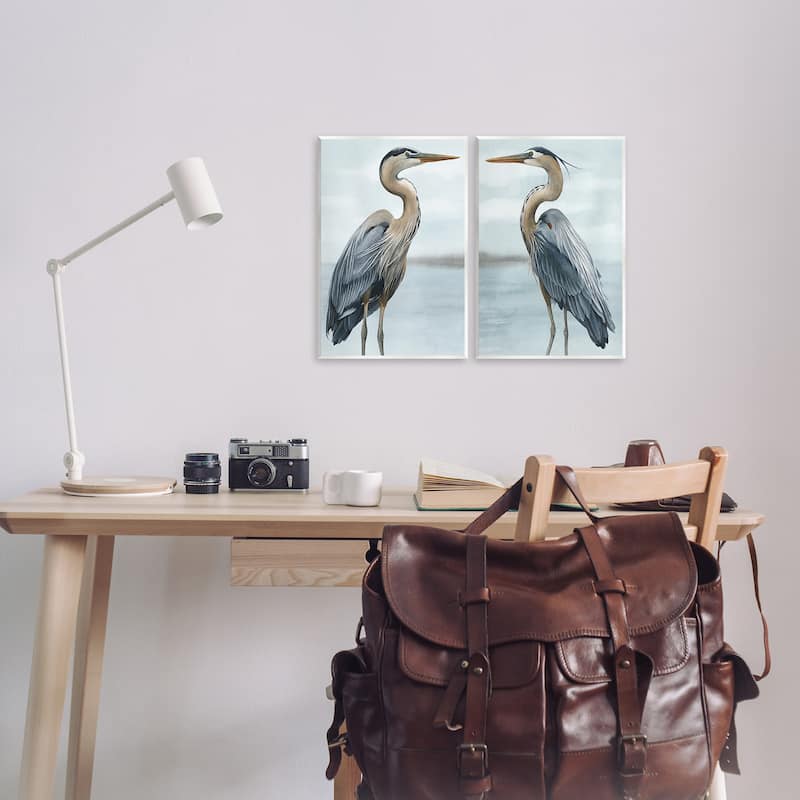 Stupell Detailed Heron Bird Duo 2 Piece Wall Plaque Art Set Design by Grace Popp