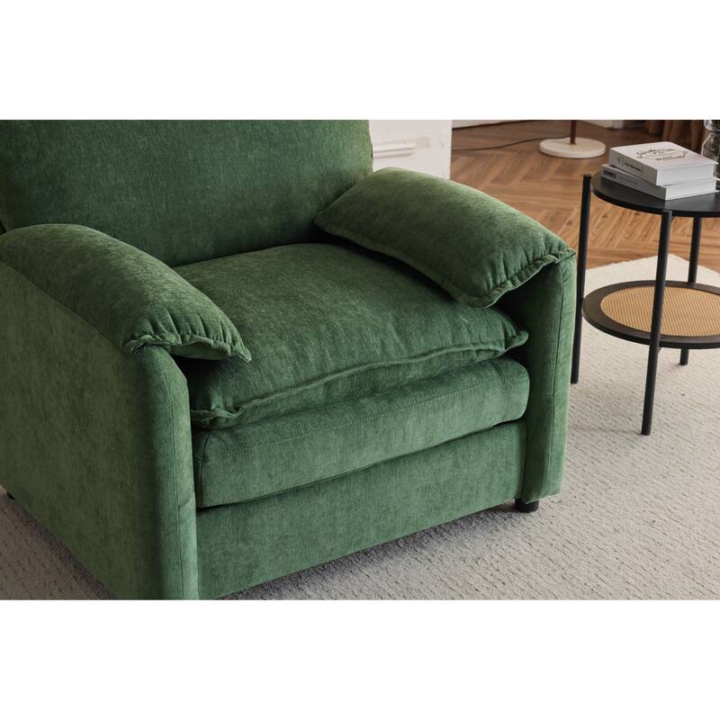 Oversized Chenille Bean Bag Chair, High Back Reading Armchair, Comfy Fluffy Sofa Chair with Cushions & Wide Seat