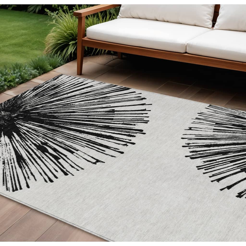 HomeRoots Abstract Transitional Rectangle Outdoor Rug