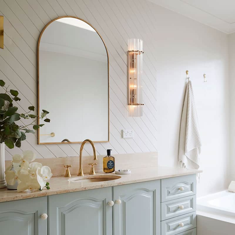 Casandra 4-Light Brushed Brass Crystal Glass Bar Wall Sconce - Brushed Brass