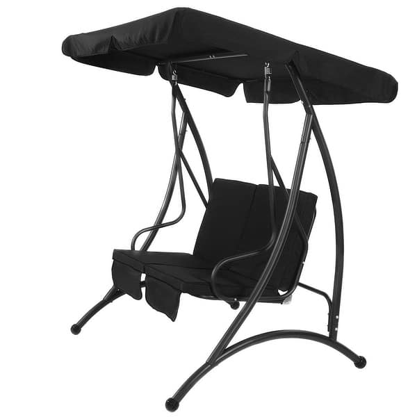 Costway Black 2 Person Canopy Swing Chair Patio Hammock Seat Canopy Swing Chair Patio Hammock Seat