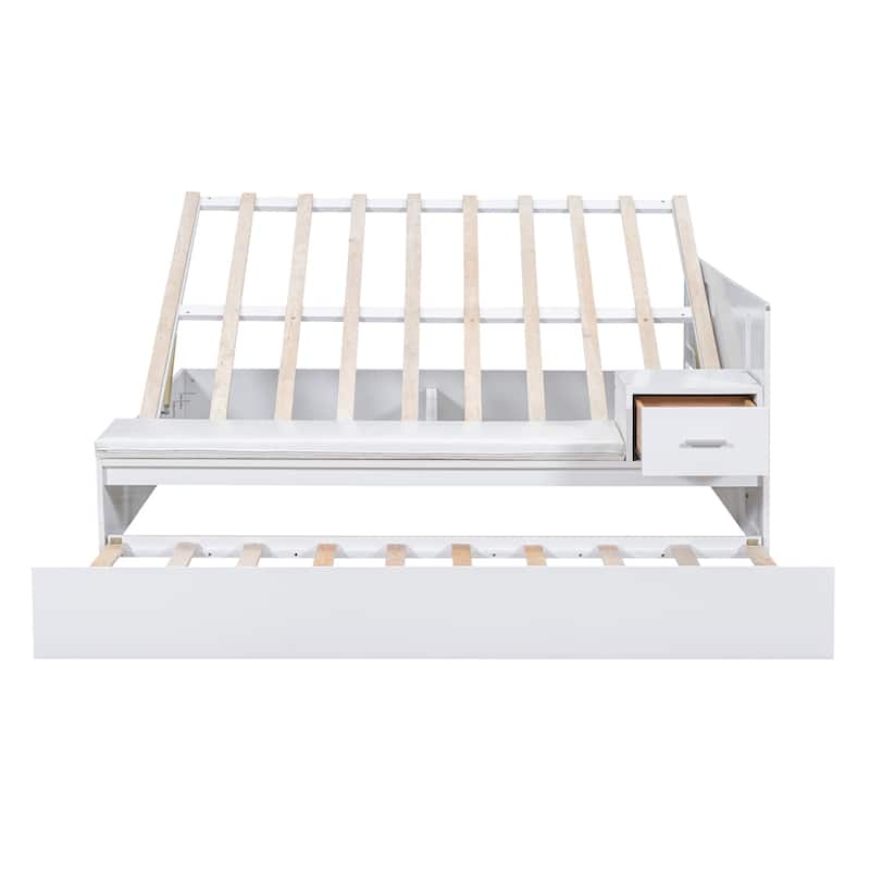 Full Size Wood Storage Hydraulic Platform Bed with Trundle