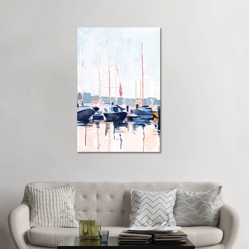 iCanvas "Watercolor Boat Club II" by Emma Scarvey Canvas Print - 48x32x1.5