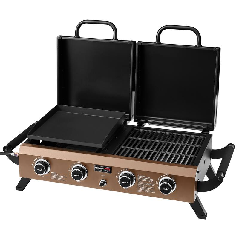 Royal Gourmet GD4002TPY Portable Tabletop Grill & Griddle Combo - Golden