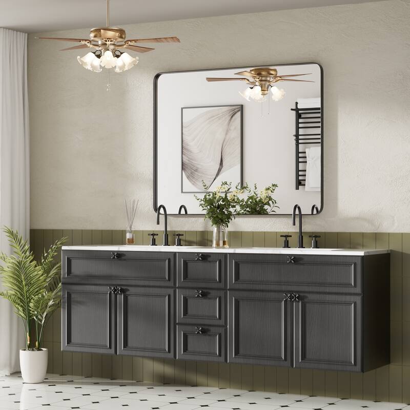 Wall Mirror Vanity Mirror Bathroom Mirror with Round Corner (1 Piece)