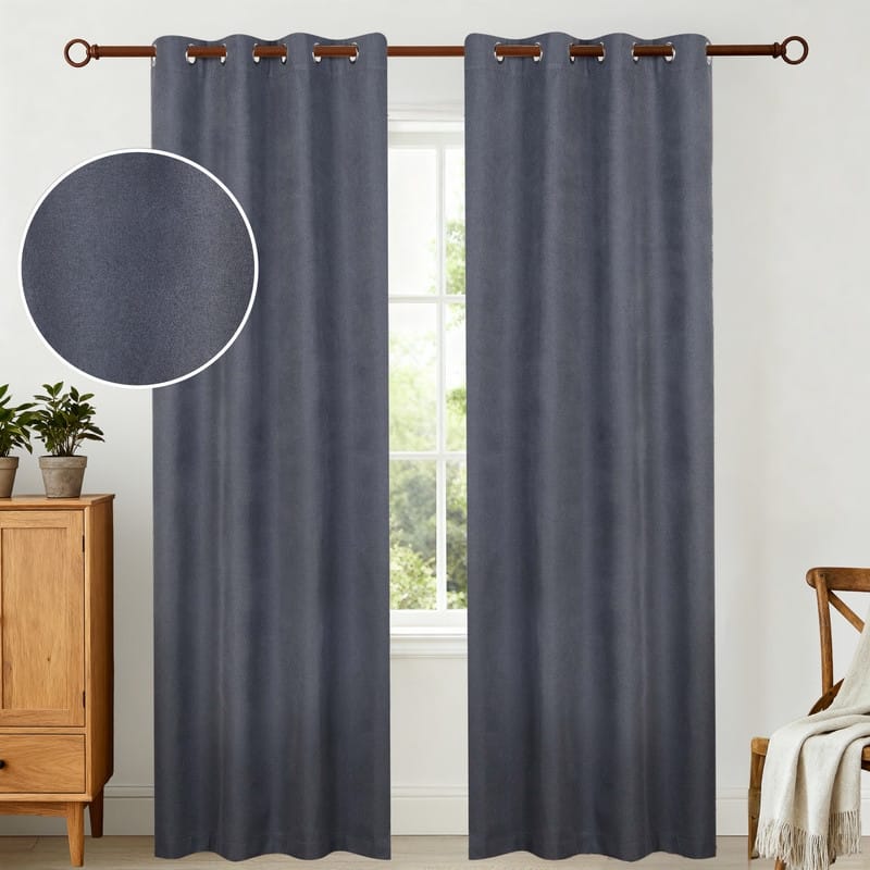 Superior Neal 100% Blackout Grommet Curtains, Set of 2 Panels - 52" x108" - Charcoal
