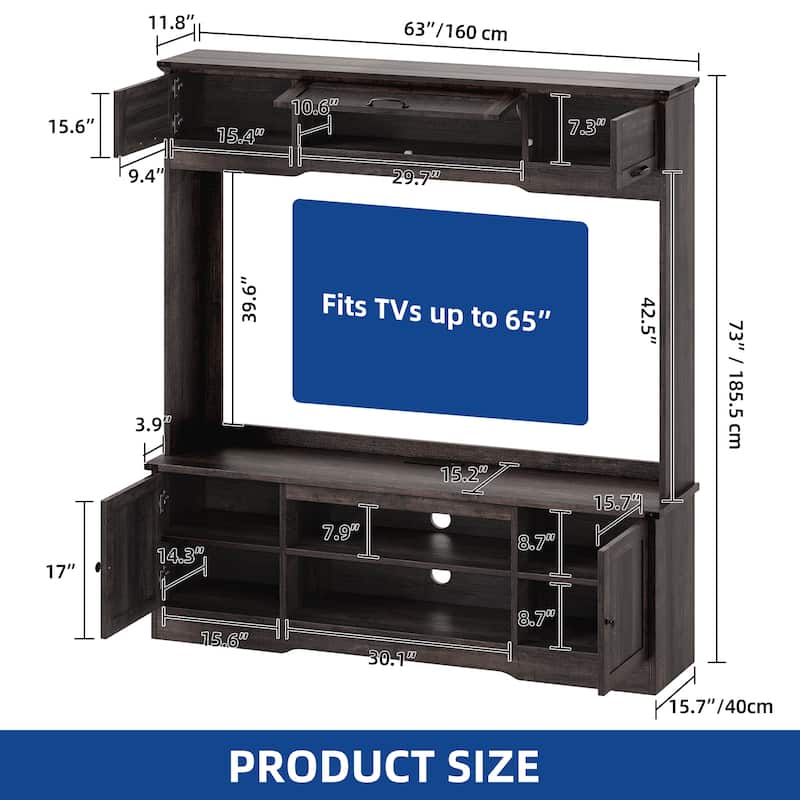 Moasis Glossy Wall Unit Entertainment Center TV Stand with Cabinet for Living Room