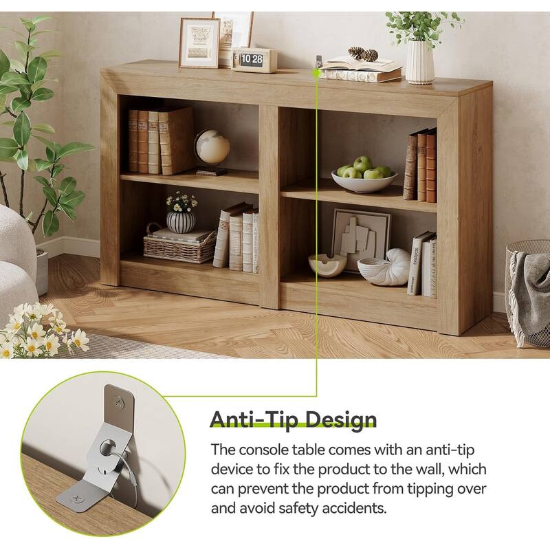 59-Inch Farmhouse Console Hallway Table for Entryway, Wood Console Behind Couch - 59.1" L x 13.8" W x 33.5" H