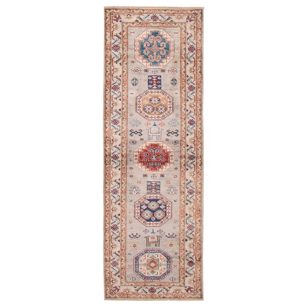 ECARPETGALLERY Hand-knotted Aryana Grey Wool Rug - 2'8 x 7'10