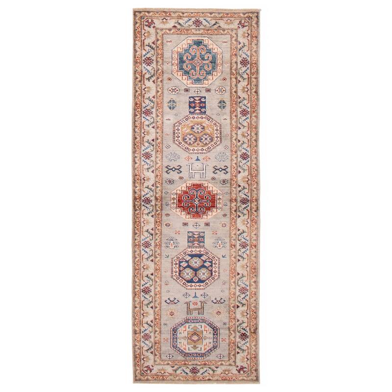 ECARPETGALLERY Hand-knotted Aryana Grey Wool Rug - 2'8 x 7'10 - Light Grey - 2'8 x 7'10