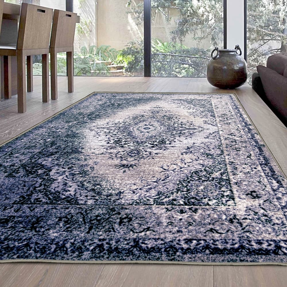 Superior Eldwin Medallion Non-Slip Washable Indoor Runner or Area Rug