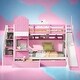 preview thumbnail 2 of 8, Impression & Castle Style Twin over Twin Bunk Bed with 2 Drawers 3 Shelves and Slide, Sturdy construction & Extra Fun, Pink