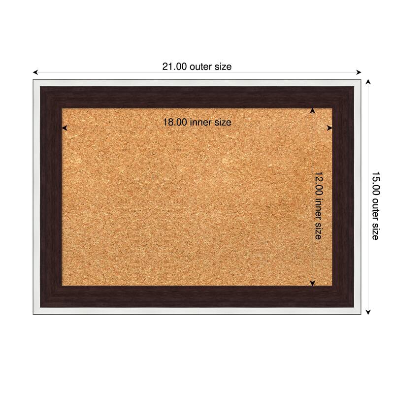 Maya Espresso Silver Framed Cork Board - Bulletin Board, Organization Board, Pin Board - Natural - 21 x 15 in