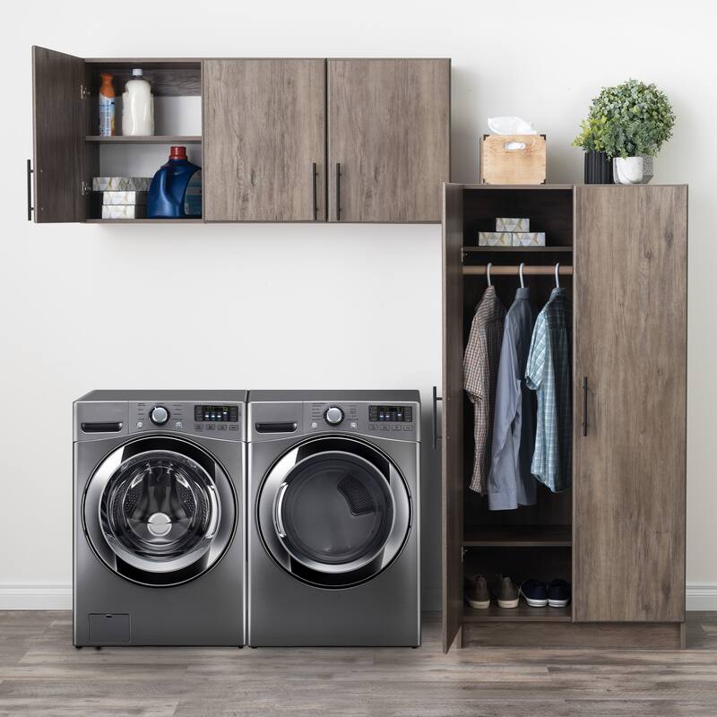 Prepac Elite Wall Cabinet, Versatile Adjustable Garage Wall Cabinet, Tall 3-Door, 54"W x 24"H x 12"D - Drifted Gray